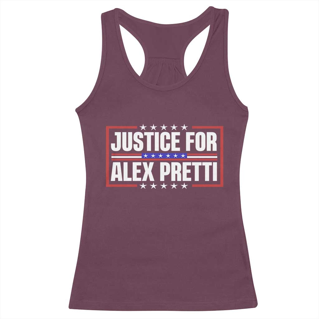 Justice for Alex Pretti Patriotic Racerback Tank Top Minneapolis Jan 24 2026 Memorial Red White and Blue