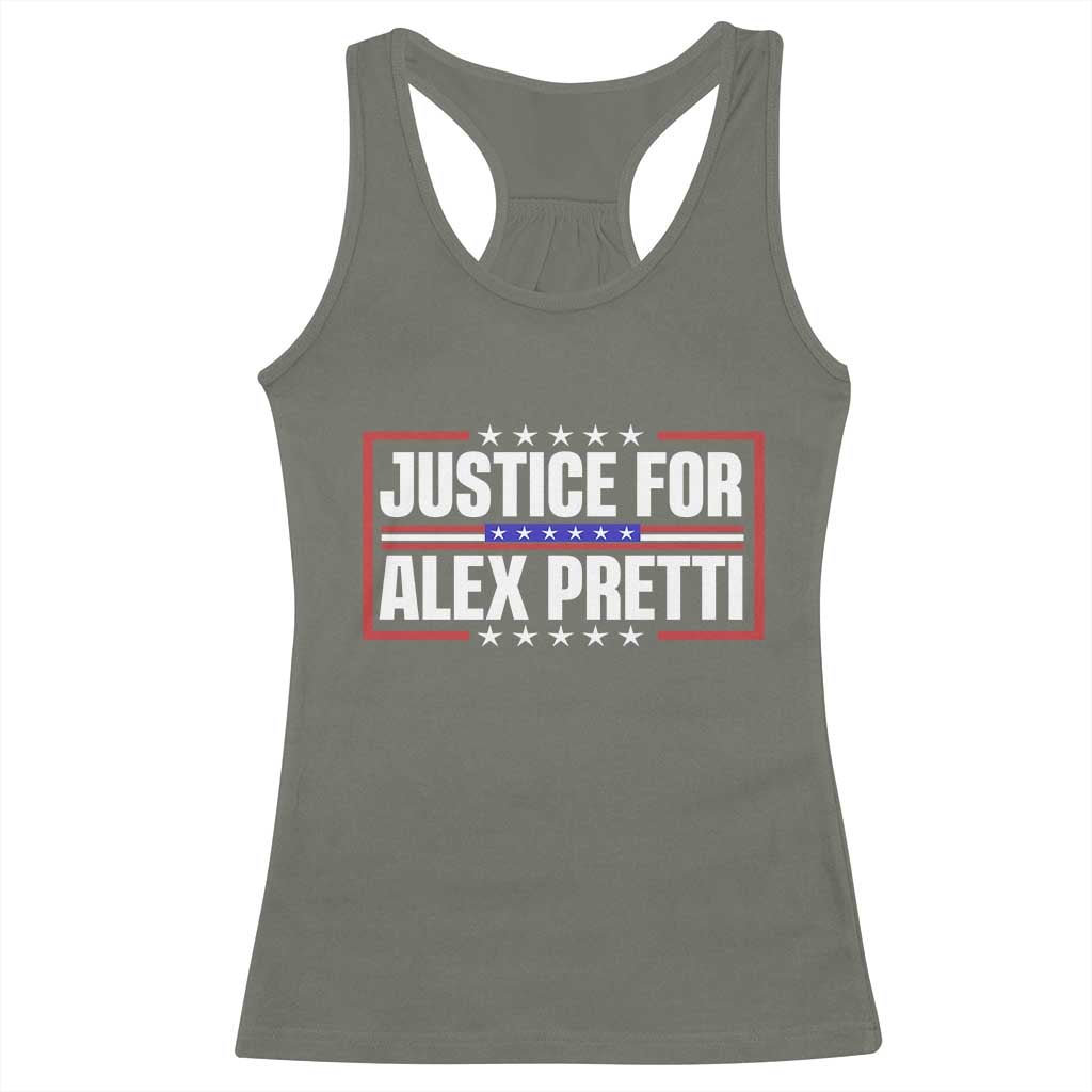 Justice for Alex Pretti Patriotic Racerback Tank Top Minneapolis Jan 24 2026 Memorial Red White and Blue