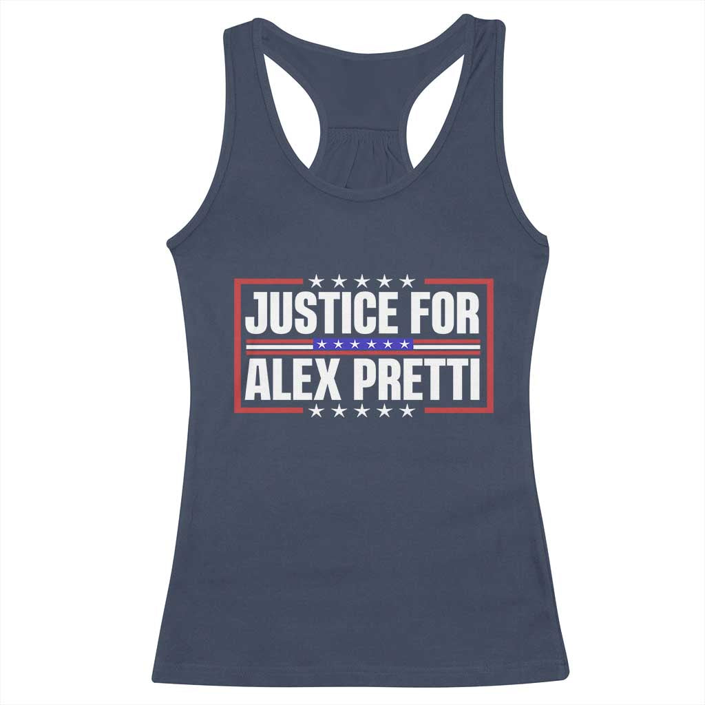 Justice for Alex Pretti Patriotic Racerback Tank Top Minneapolis Jan 24 2026 Memorial Red White and Blue