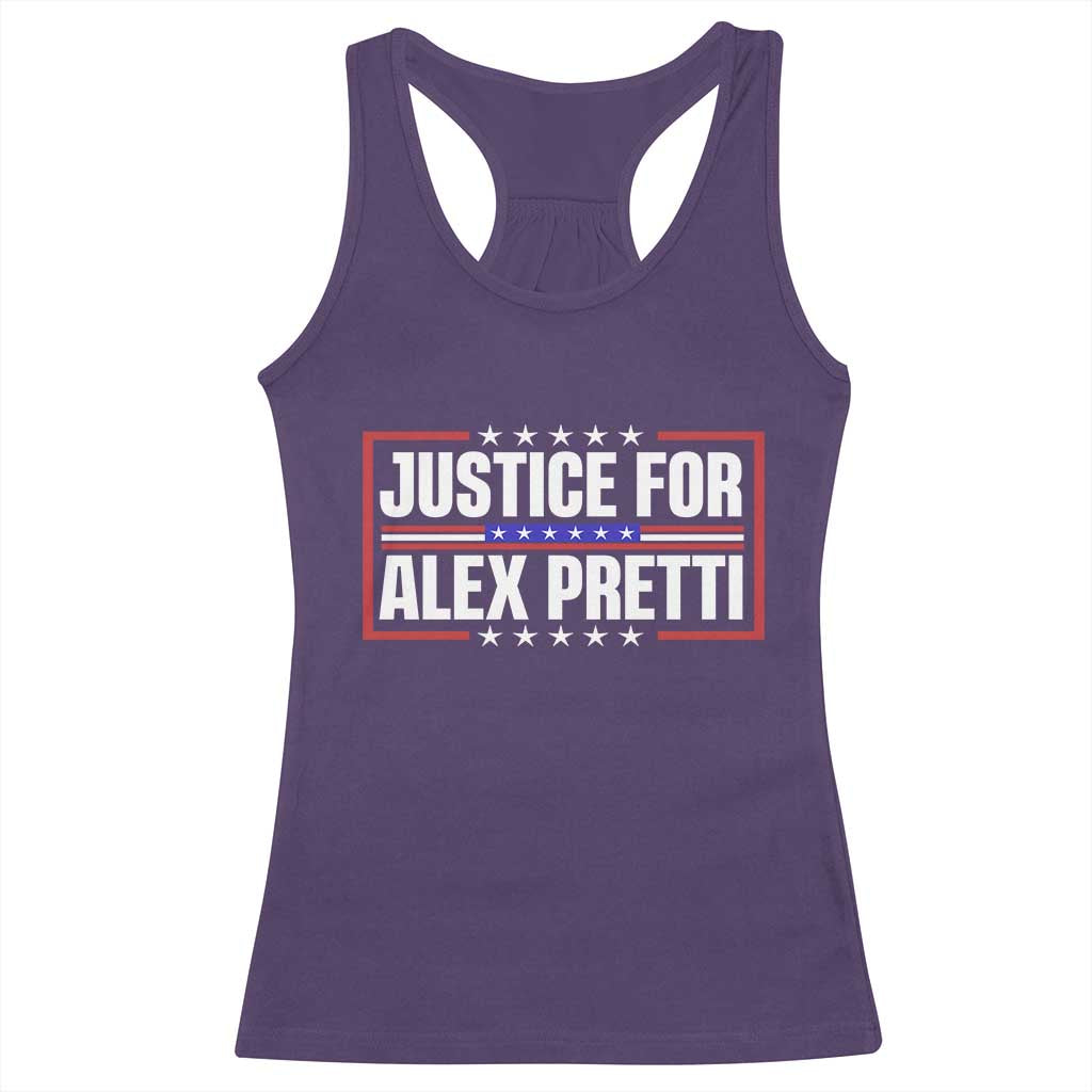 Justice for Alex Pretti Patriotic Racerback Tank Top Minneapolis Jan 24 2026 Memorial Red White and Blue