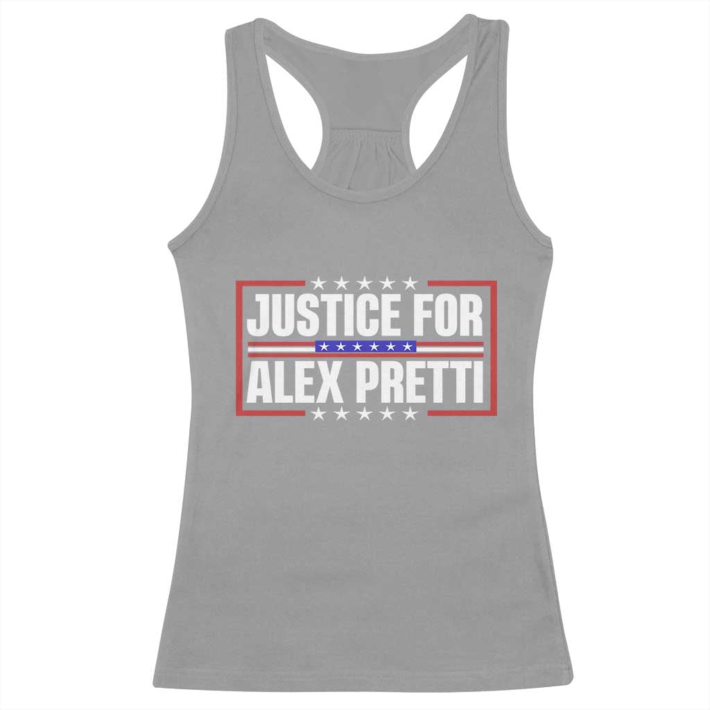 Justice for Alex Pretti Patriotic Racerback Tank Top Minneapolis Jan 24 2026 Memorial Red White and Blue