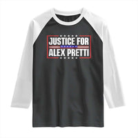 Justice for Alex Pretti Patriotic Raglan Shirt Minneapolis Jan 24 2026 Memorial Red White and Blue