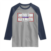 Justice for Alex Pretti Patriotic Raglan Shirt Minneapolis Jan 24 2026 Memorial Red White and Blue
