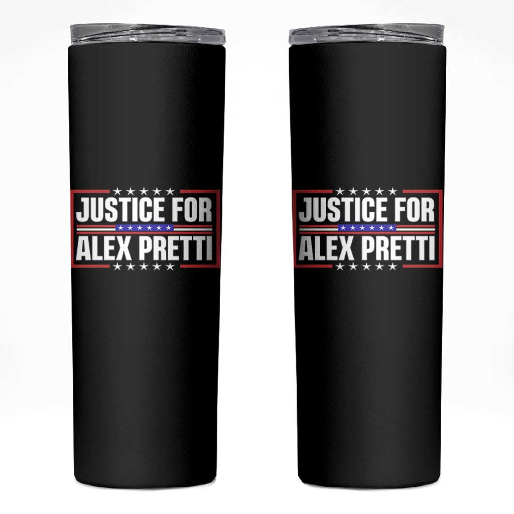 Justice for Alex Pretti Patriotic Skinny Tumbler Minneapolis Jan 24 2026 Memorial Red White and Blue
