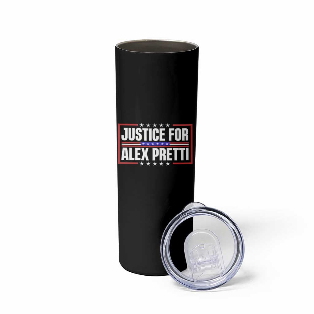 Justice for Alex Pretti Patriotic Skinny Tumbler Minneapolis Jan 24 2026 Memorial Red White and Blue