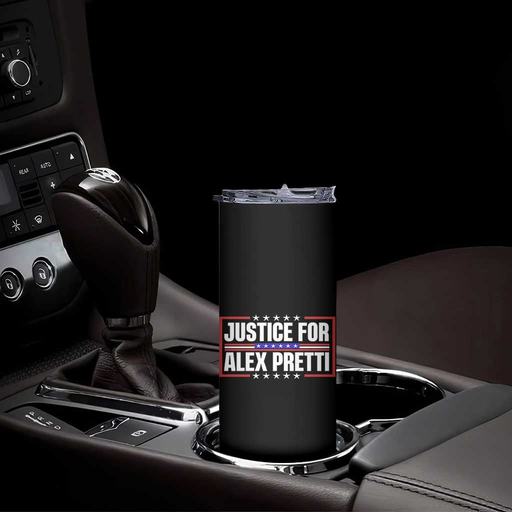 Justice for Alex Pretti Patriotic Skinny Tumbler Minneapolis Jan 24 2026 Memorial Red White and Blue