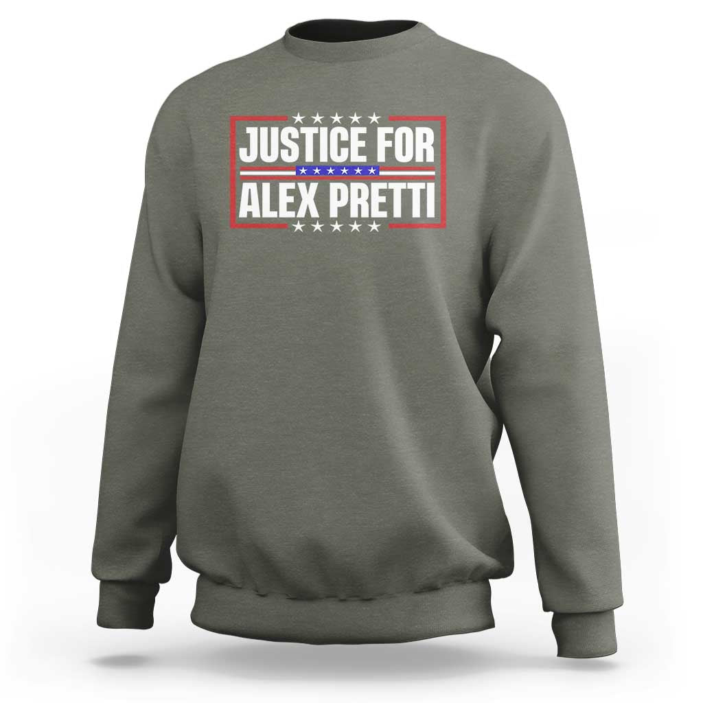 Justice for Alex Pretti Patriotic Sweatshirt Minneapolis Jan 24 2026 Memorial Red White and Blue
