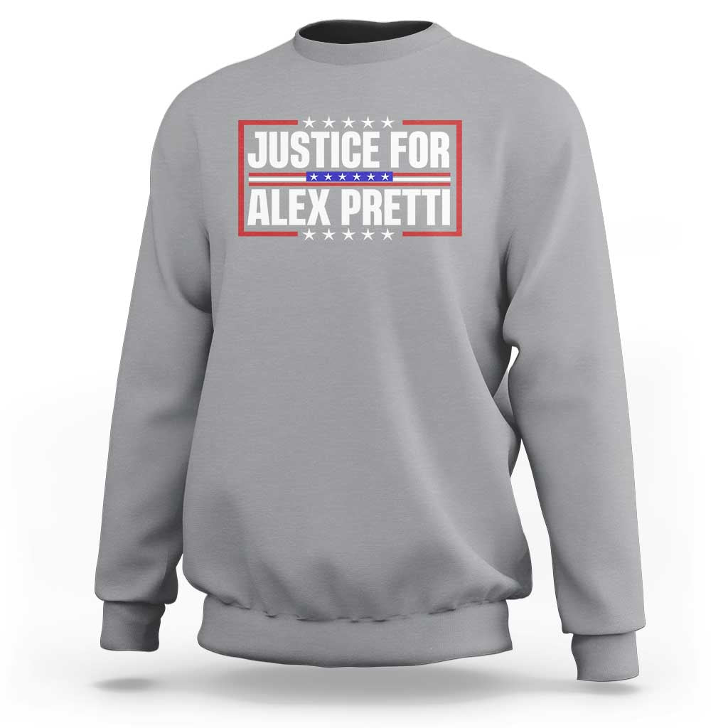 Justice for Alex Pretti Patriotic Sweatshirt Minneapolis Jan 24 2026 Memorial Red White and Blue