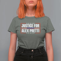 Justice for Alex Pretti Patriotic T Shirt For Women Minneapolis Jan 24 2026 Memorial Red White and Blue