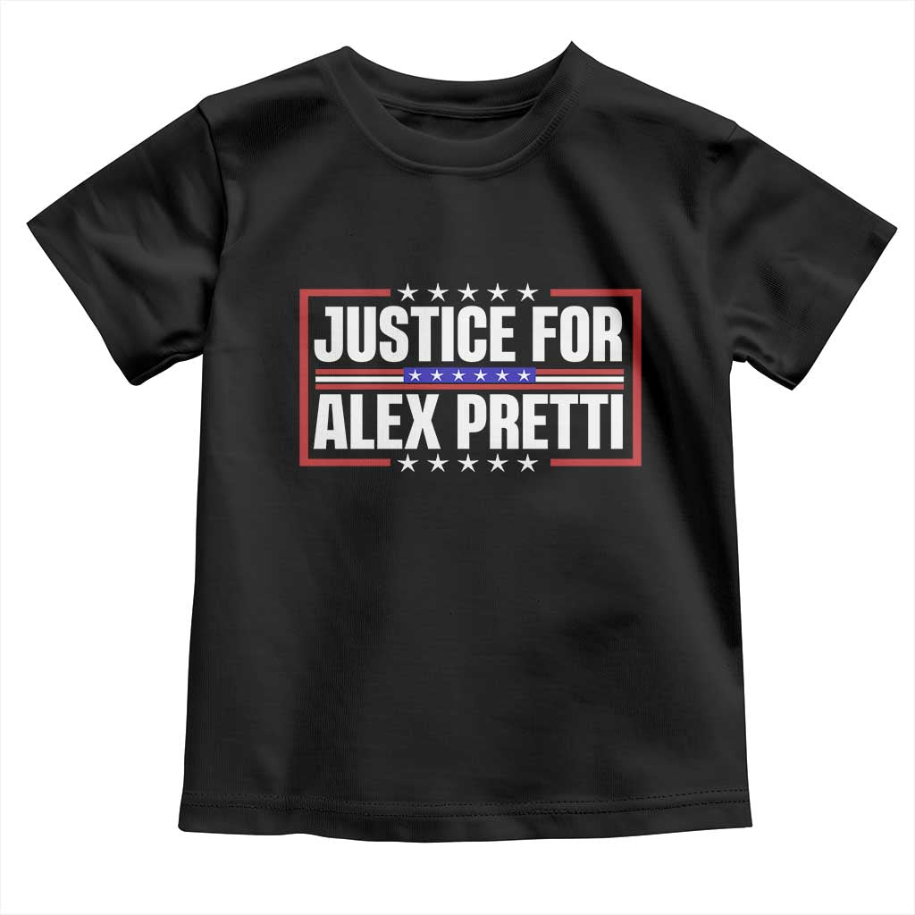 Justice for Alex Pretti Patriotic Toddler T Shirt Minneapolis Jan 24 2026 Memorial Red White and Blue