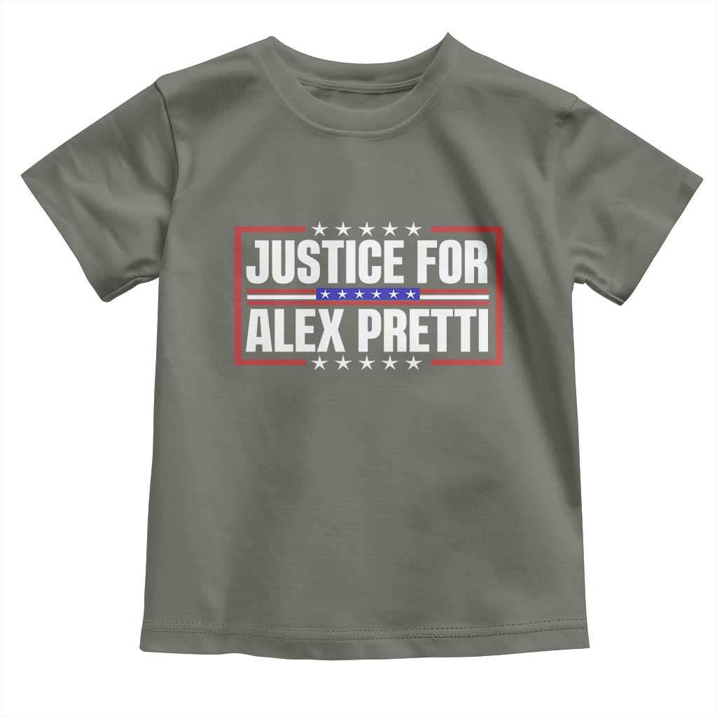 Justice for Alex Pretti Patriotic Toddler T Shirt Minneapolis Jan 24 2026 Memorial Red White and Blue