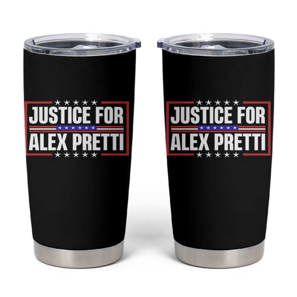 Justice for Alex Pretti Patriotic Tumbler Cup Minneapolis Jan 24 2026 Memorial Red White and Blue