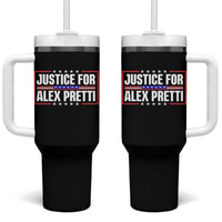 Justice for Alex Pretti Patriotic Tumbler With Handle Minneapolis Jan 24 2026 Memorial Red White and Blue