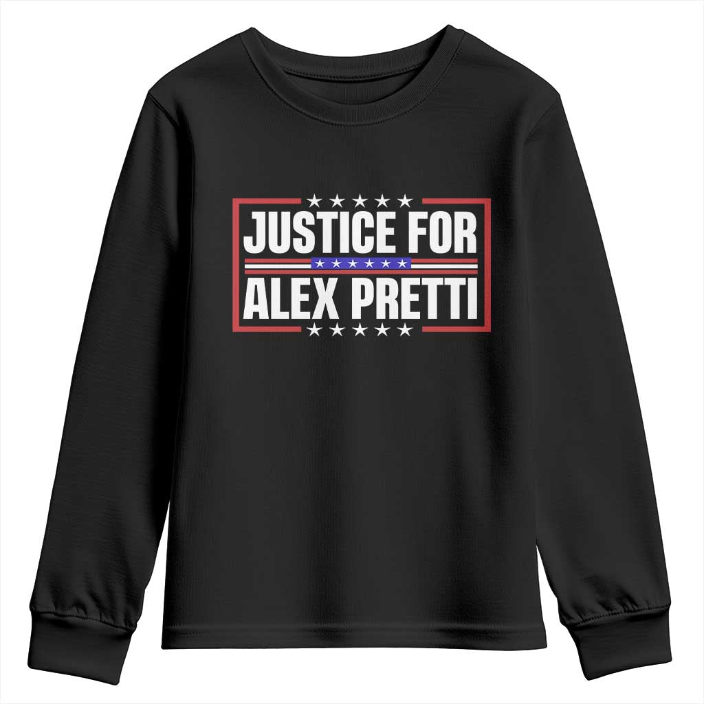Justice for Alex Pretti Patriotic Youth Sweatshirt Minneapolis Jan 24 2026 Memorial Red White and Blue