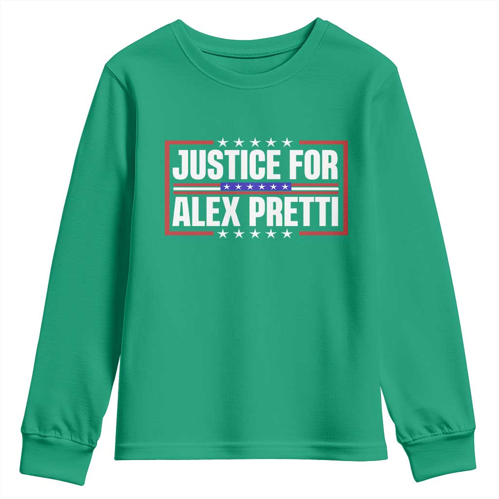 Justice for Alex Pretti Patriotic Youth Sweatshirt Minneapolis Jan 24 2026 Memorial Red White and Blue