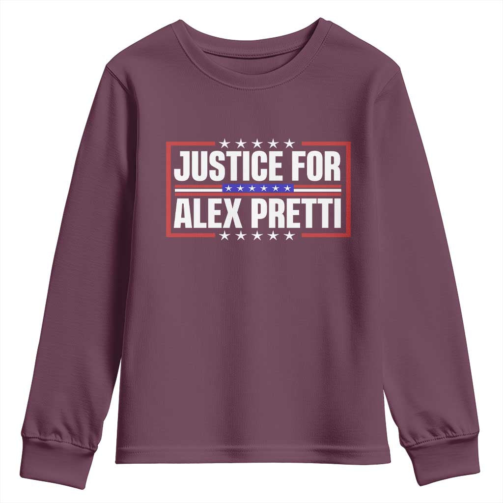 Justice for Alex Pretti Patriotic Youth Sweatshirt Minneapolis Jan 24 2026 Memorial Red White and Blue