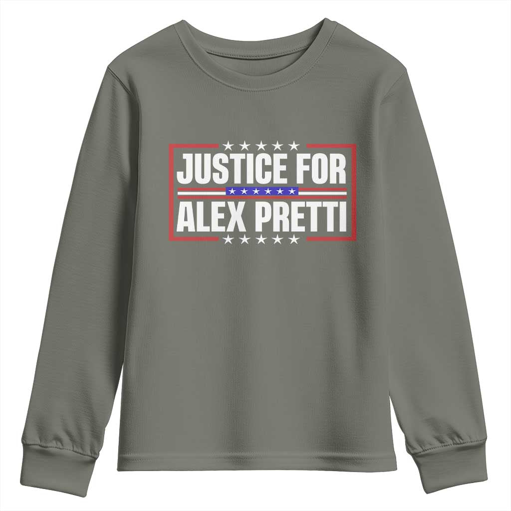 Justice for Alex Pretti Patriotic Youth Sweatshirt Minneapolis Jan 24 2026 Memorial Red White and Blue