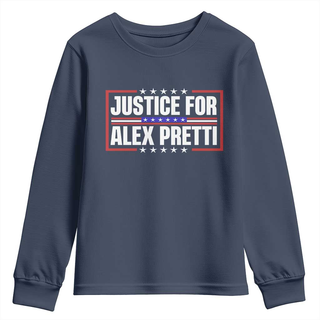 Justice for Alex Pretti Patriotic Youth Sweatshirt Minneapolis Jan 24 2026 Memorial Red White and Blue