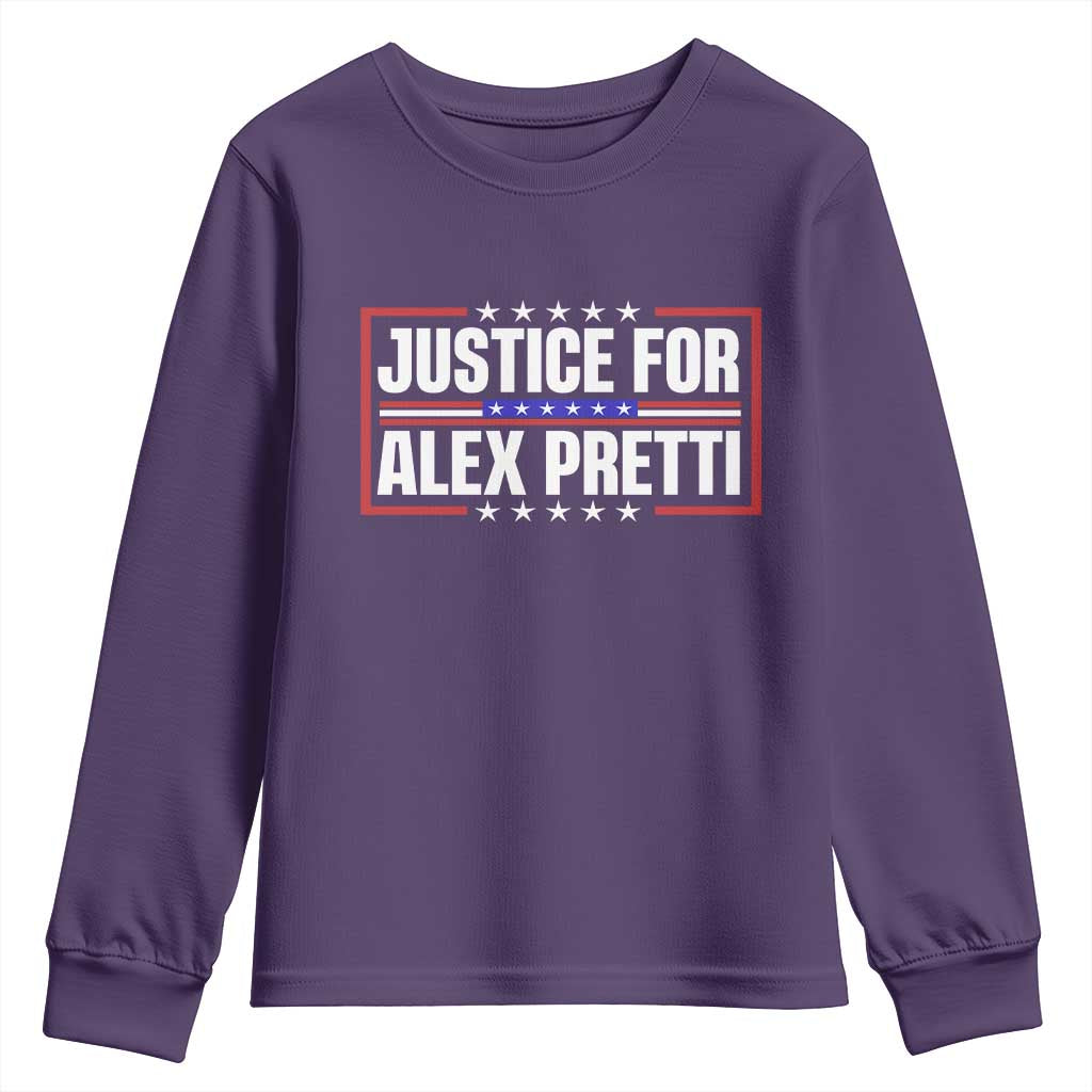 Justice for Alex Pretti Patriotic Youth Sweatshirt Minneapolis Jan 24 2026 Memorial Red White and Blue