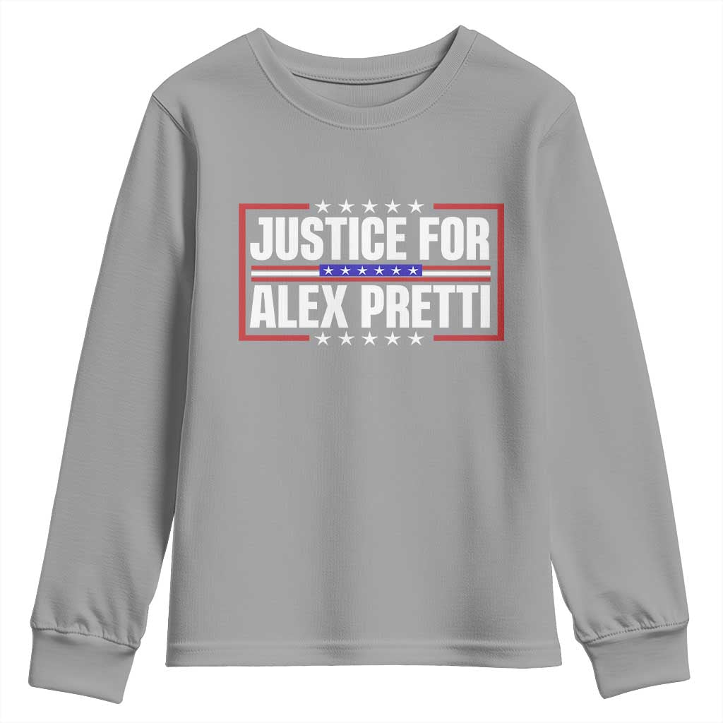 Justice for Alex Pretti Patriotic Youth Sweatshirt Minneapolis Jan 24 2026 Memorial Red White and Blue
