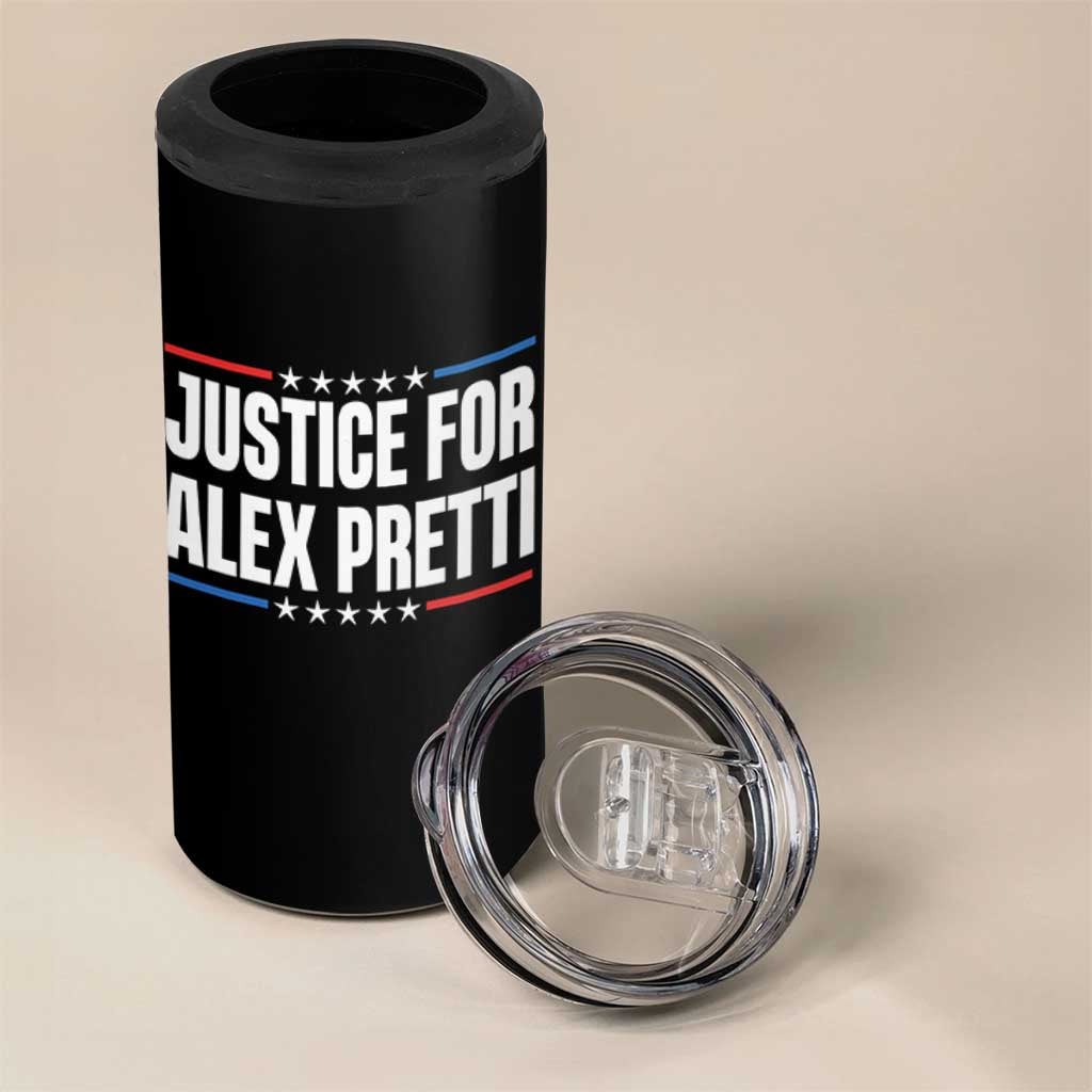 Justice for Alex Pretti Patriotic 4 in 1 Can Cooler Tumbler Minneapolis Jan 24 2026 Memorial Tribute