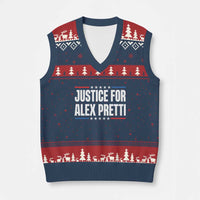 Justice for Alex Pretti Patriotic V-Neck Knit Sweater Vest Minneapolis Jan 24 2026 Memorial Tribute