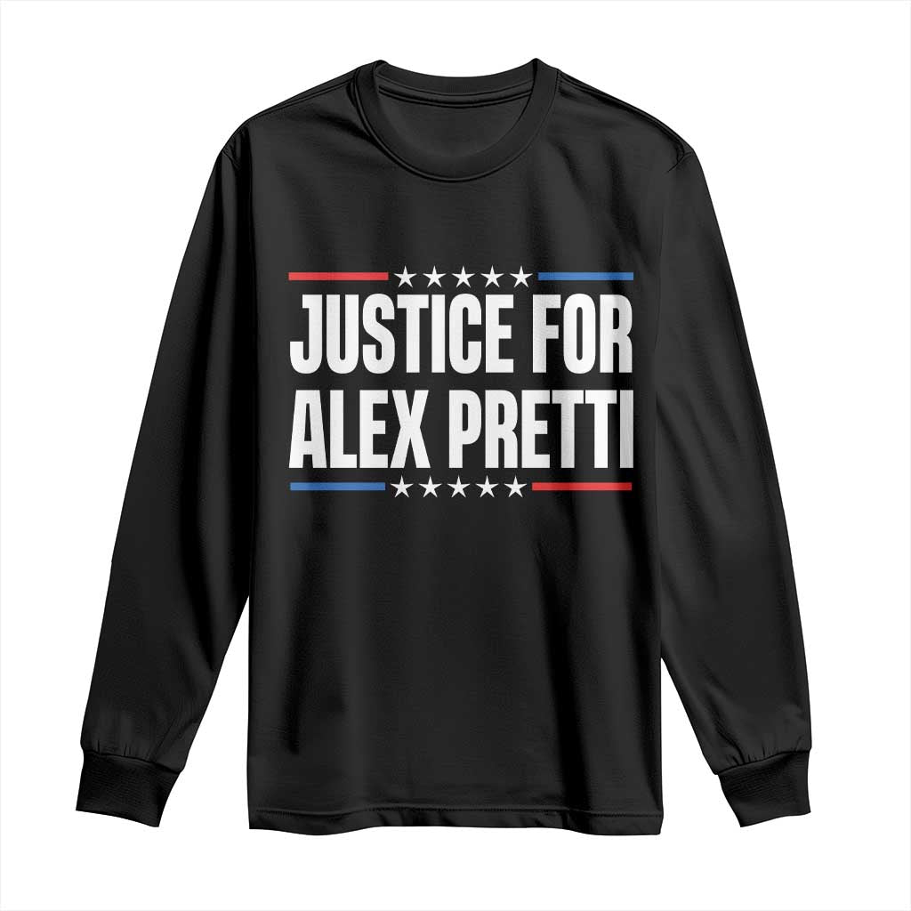 Justice for Alex Pretti Patriotic Long Sleeve Shirt Minneapolis Jan 24 2026 Memorial Tribute