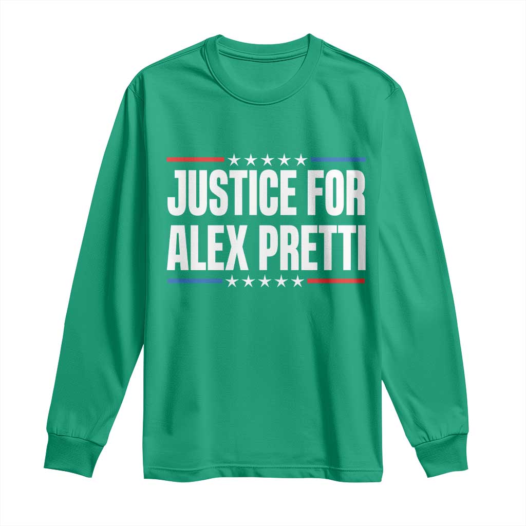Justice for Alex Pretti Patriotic Long Sleeve Shirt Minneapolis Jan 24 2026 Memorial Tribute