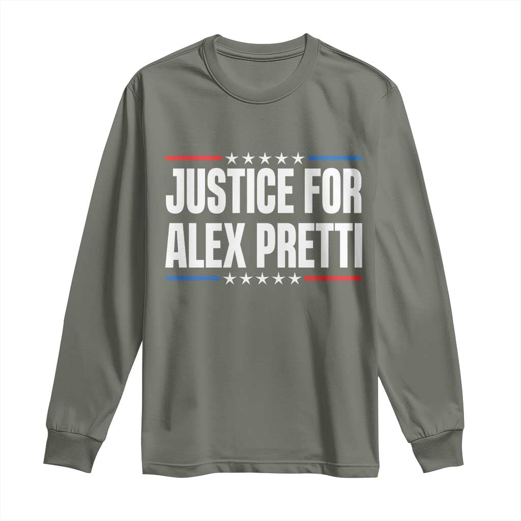 Justice for Alex Pretti Patriotic Long Sleeve Shirt Minneapolis Jan 24 2026 Memorial Tribute