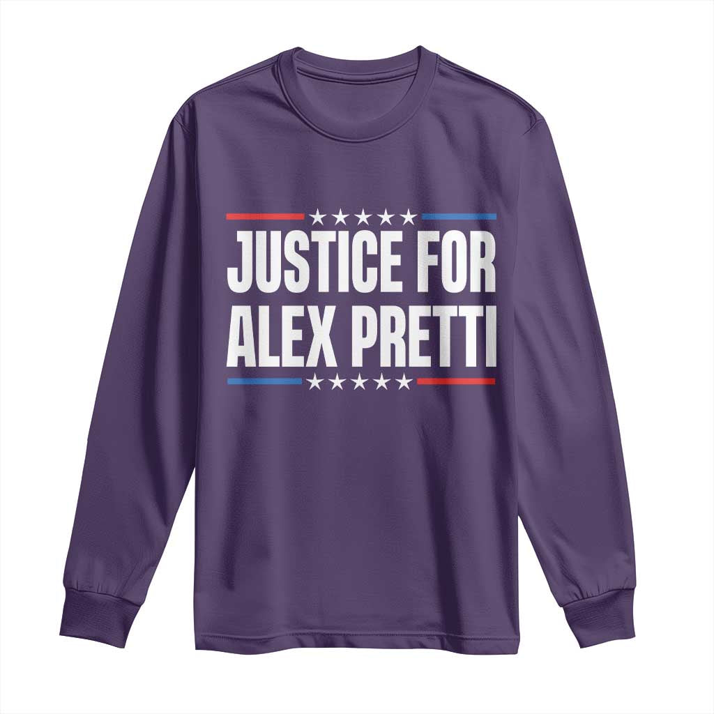 Justice for Alex Pretti Patriotic Long Sleeve Shirt Minneapolis Jan 24 2026 Memorial Tribute