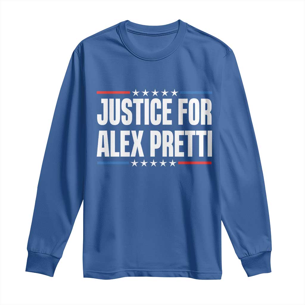 Justice for Alex Pretti Patriotic Long Sleeve Shirt Minneapolis Jan 24 2026 Memorial Tribute