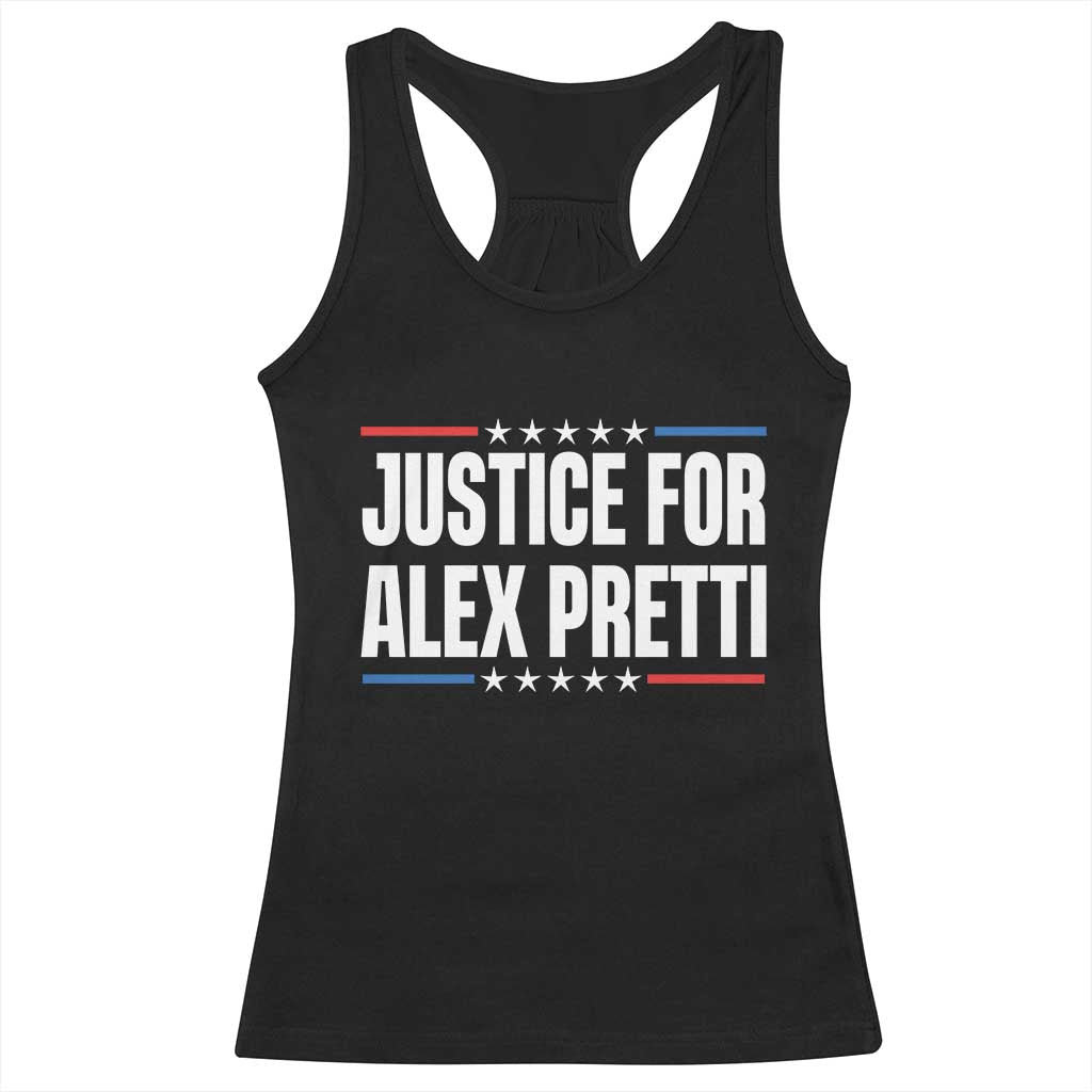 Justice for Alex Pretti Patriotic Racerback Tank Top Minneapolis Jan 24 2026 Memorial Tribute