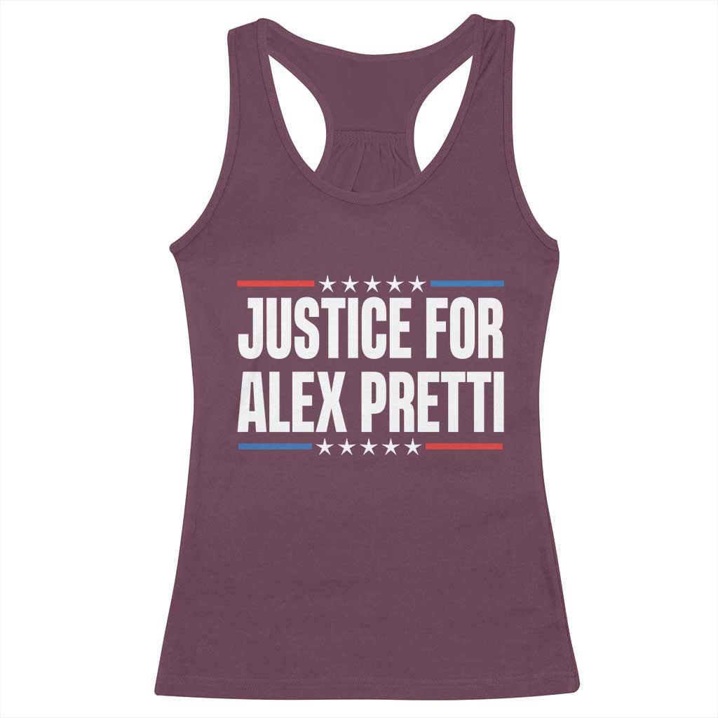 Justice for Alex Pretti Patriotic Racerback Tank Top Minneapolis Jan 24 2026 Memorial Tribute