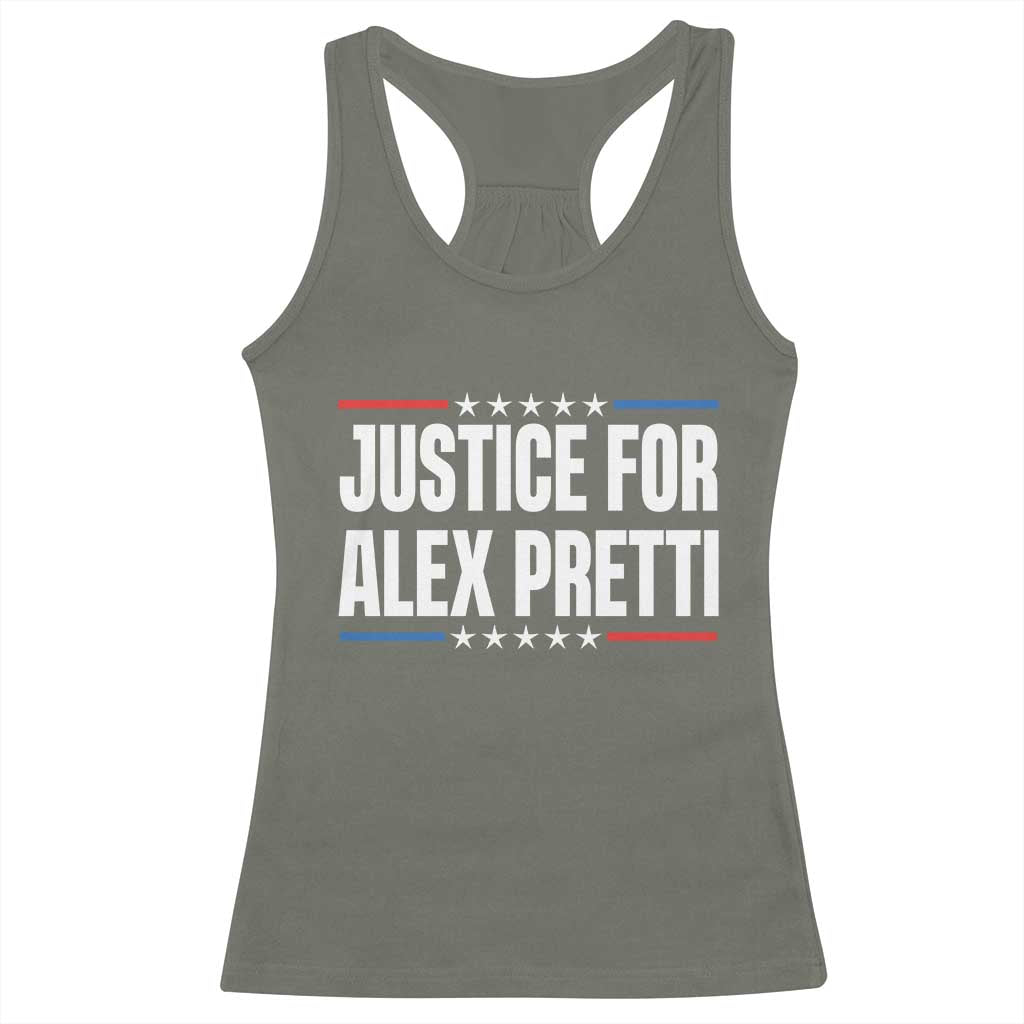 Justice for Alex Pretti Patriotic Racerback Tank Top Minneapolis Jan 24 2026 Memorial Tribute