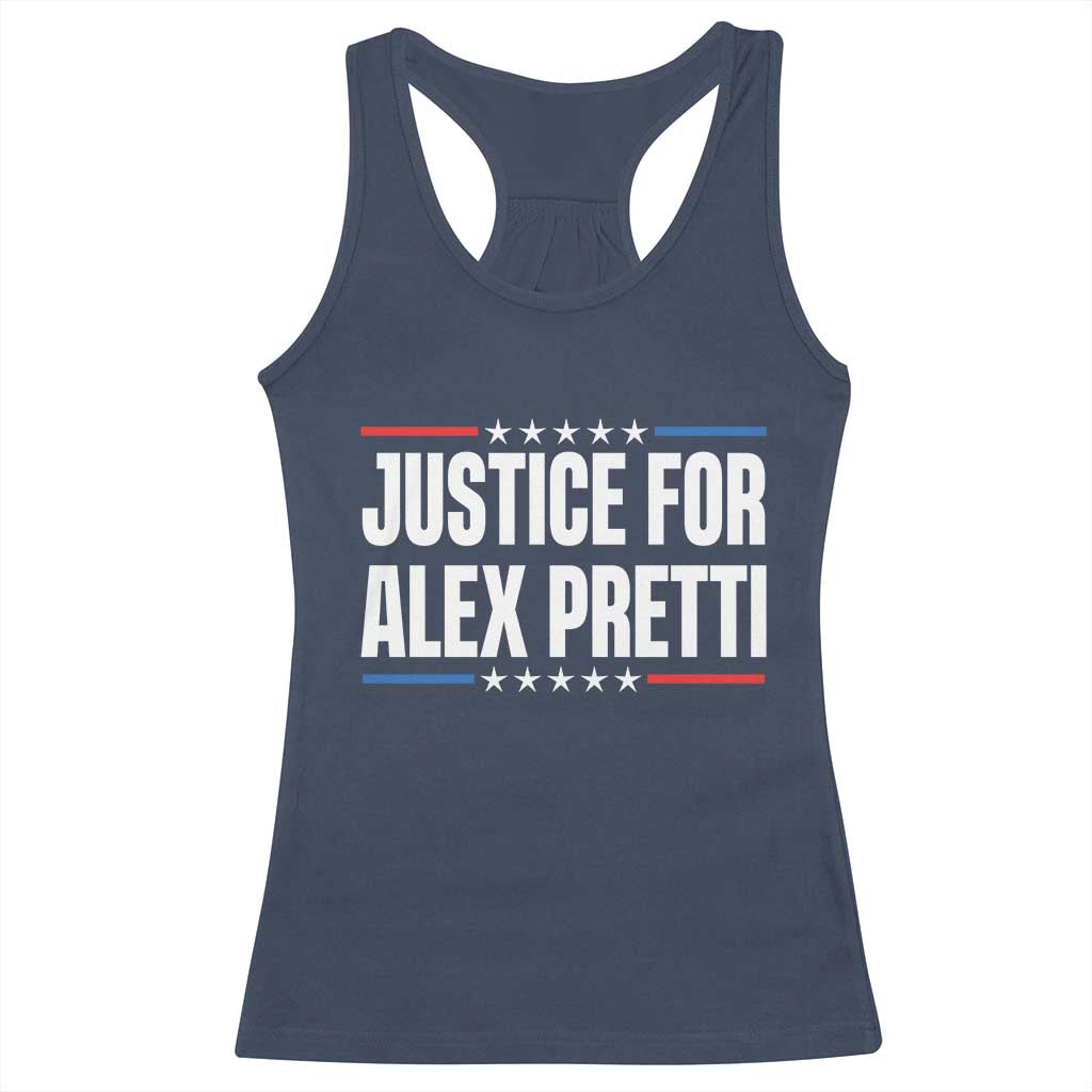 Justice for Alex Pretti Patriotic Racerback Tank Top Minneapolis Jan 24 2026 Memorial Tribute