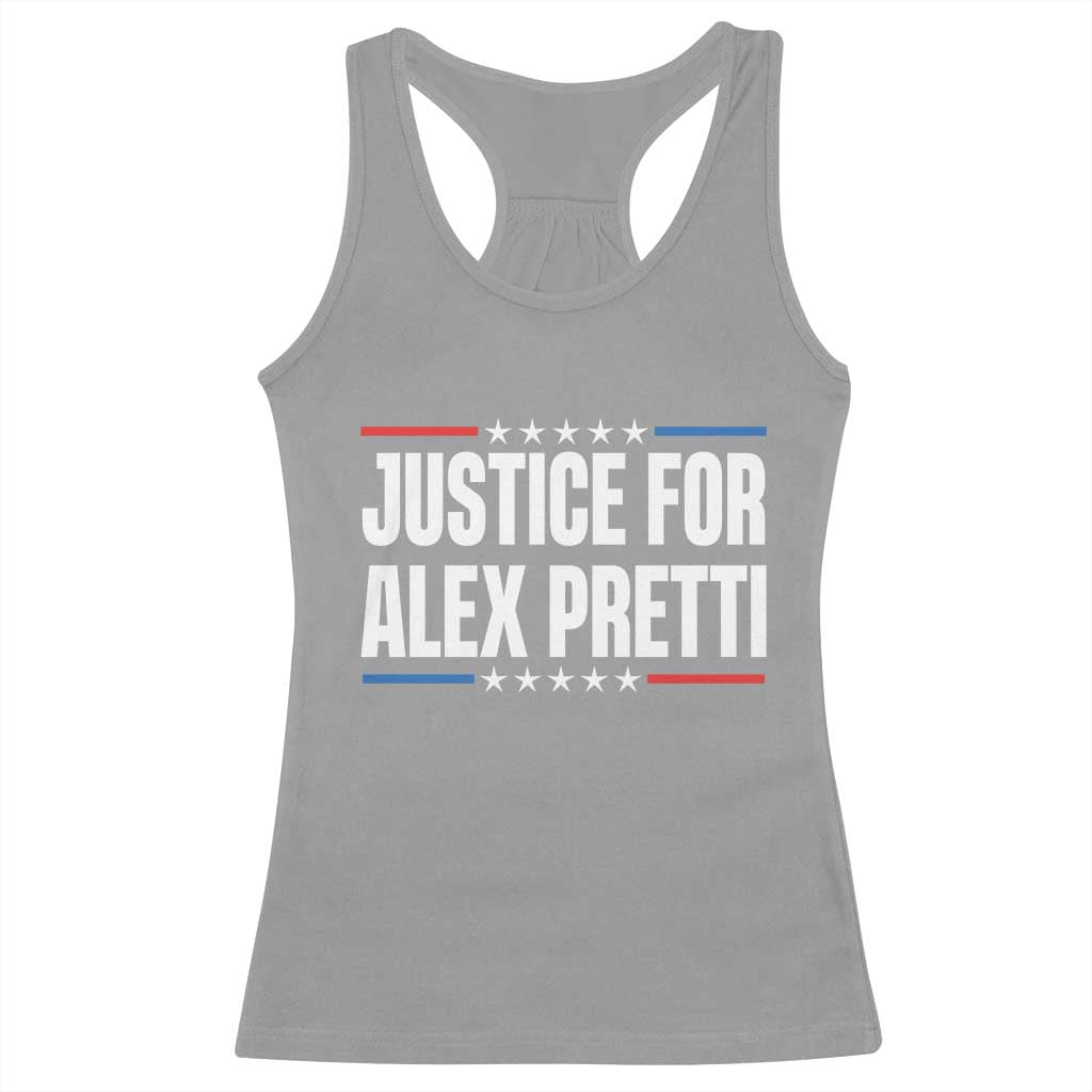 Justice for Alex Pretti Patriotic Racerback Tank Top Minneapolis Jan 24 2026 Memorial Tribute