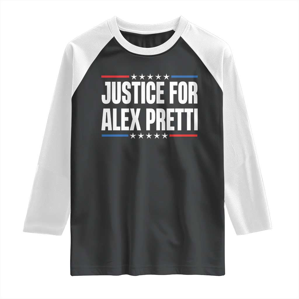 Justice for Alex Pretti Patriotic Raglan Shirt Minneapolis Jan 24 2026 Memorial Tribute