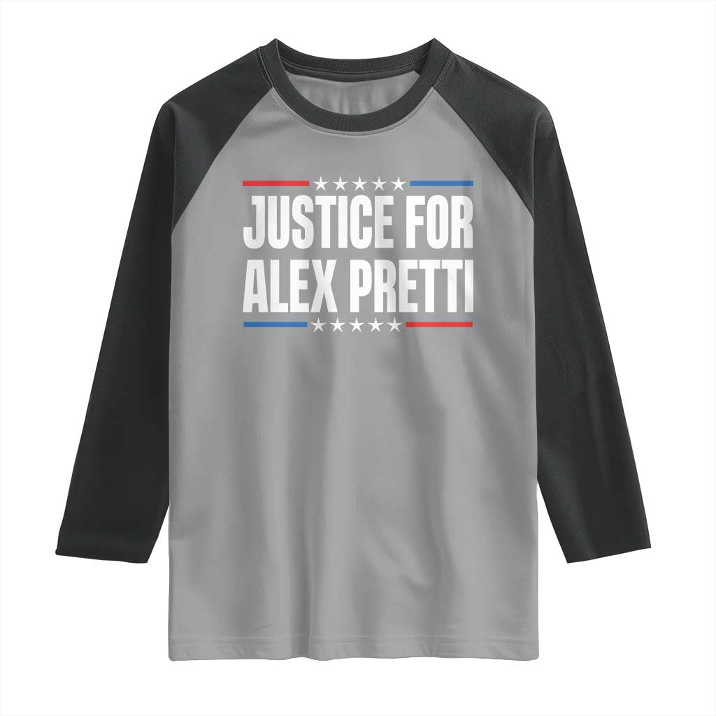 Justice for Alex Pretti Patriotic Raglan Shirt Minneapolis Jan 24 2026 Memorial Tribute