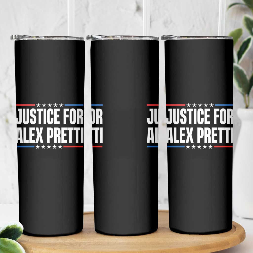 Justice for Alex Pretti Patriotic Skinny Tumbler Minneapolis Jan 24 2026 Memorial Tribute