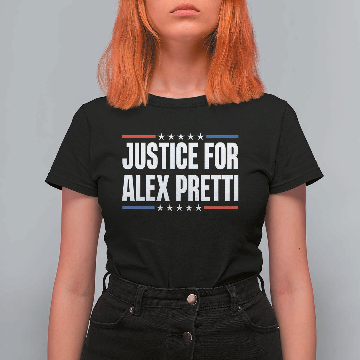 Justice for Alex Pretti Patriotic T Shirt For Women Minneapolis Jan 24 2026 Memorial Tribute