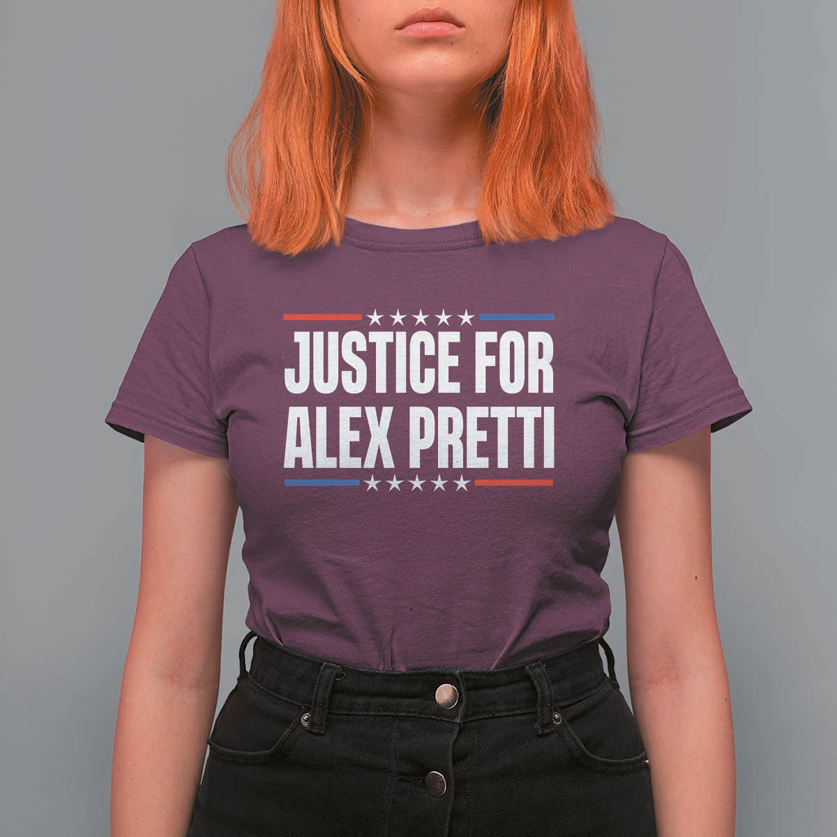 Justice for Alex Pretti Patriotic T Shirt For Women Minneapolis Jan 24 2026 Memorial Tribute