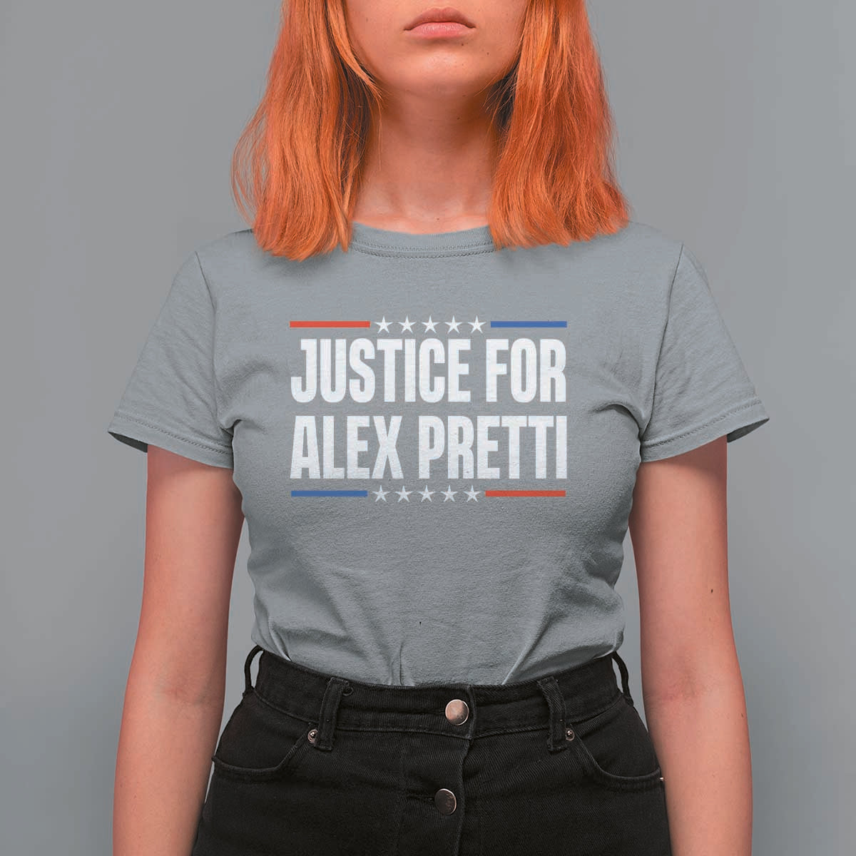 Justice for Alex Pretti Patriotic T Shirt For Women Minneapolis Jan 24 2026 Memorial Tribute