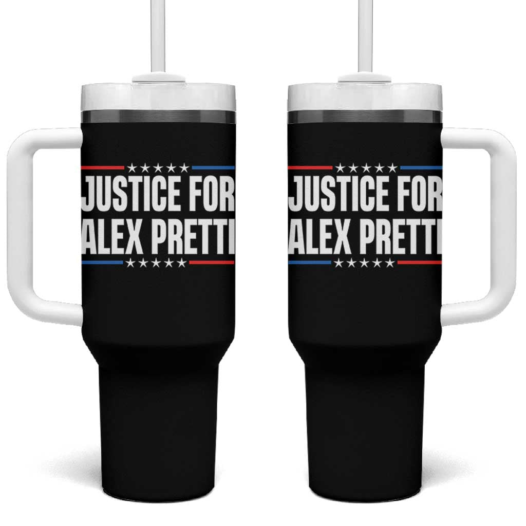 Justice for Alex Pretti Patriotic Tumbler With Handle Minneapolis Jan 24 2026 Memorial Tribute