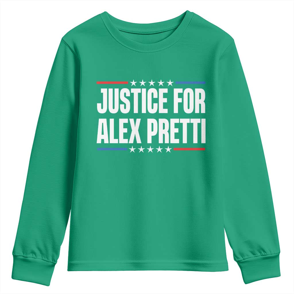Justice for Alex Pretti Patriotic Youth Sweatshirt Minneapolis Jan 24 2026 Memorial Tribute