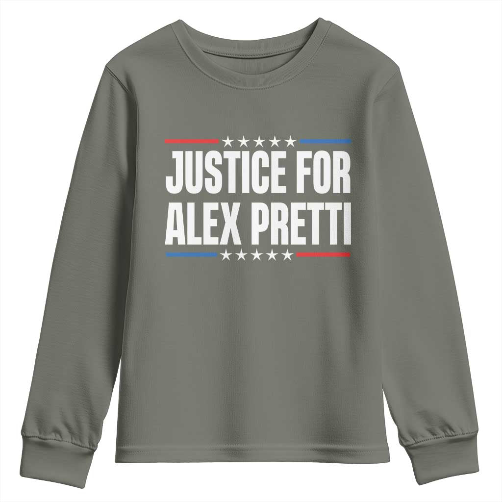 Justice for Alex Pretti Patriotic Youth Sweatshirt Minneapolis Jan 24 2026 Memorial Tribute
