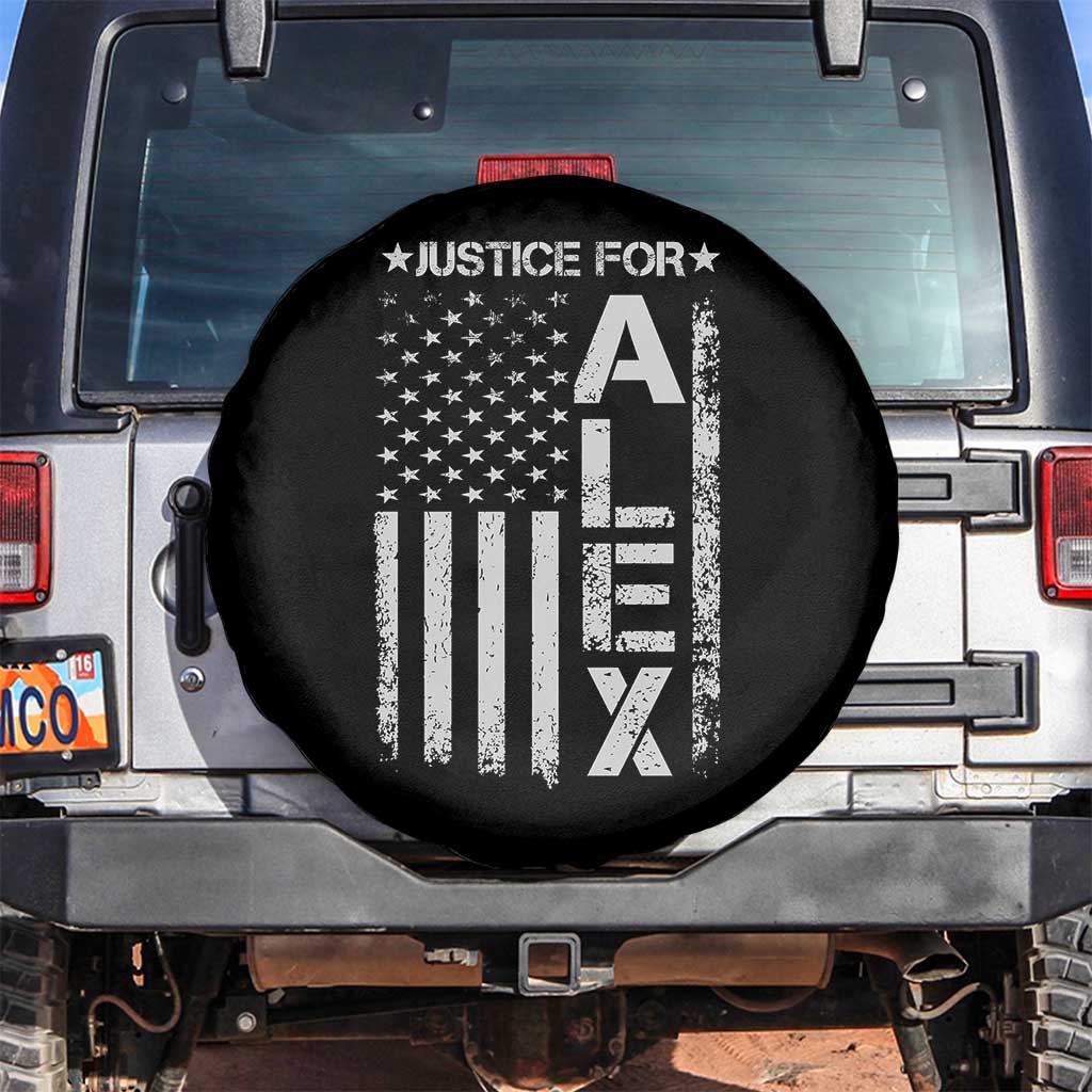 Justice for Alex Pretti American Flag Spare Tire Cover Minneapolis Jan 24 2026 Memorial Tribute
