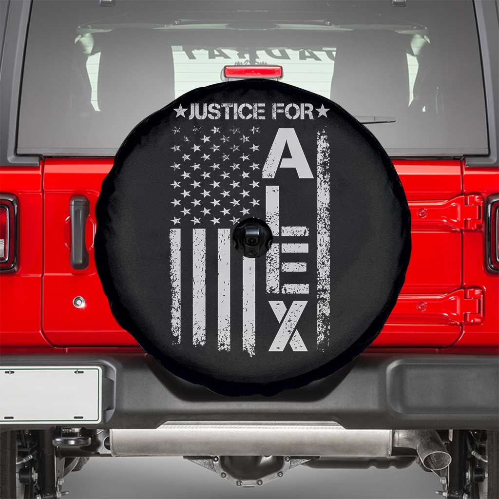 Justice for Alex Pretti American Flag Spare Tire Cover Minneapolis Jan 24 2026 Memorial Tribute