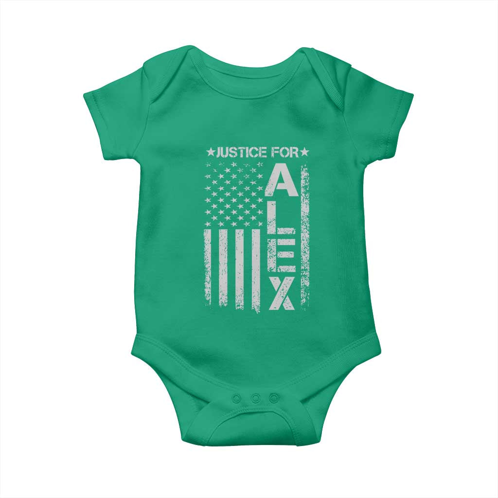 Justice for Alex Pretti American Flag Baby Onesie Minneapolis Jan 24 2026 Memorial Tribute