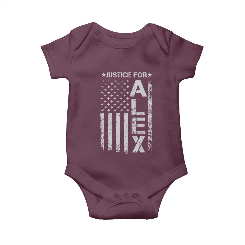 Justice for Alex Pretti American Flag Baby Onesie Minneapolis Jan 24 2026 Memorial Tribute