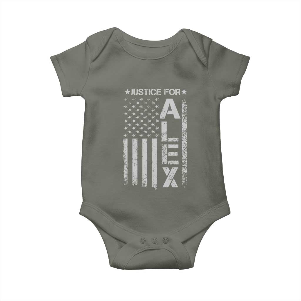 Justice for Alex Pretti American Flag Baby Onesie Minneapolis Jan 24 2026 Memorial Tribute